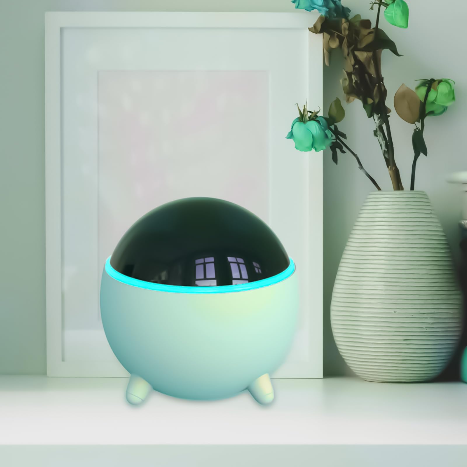 mobigon Wood Cool Mist Ultrasonic Humidifier for Room Moisture, Aroma Diffuser for Home, 300ml Essential Oil Diffuser with 7 Colorful Night Light, Auto Shut-Off, Home, Office, car (Turquize)