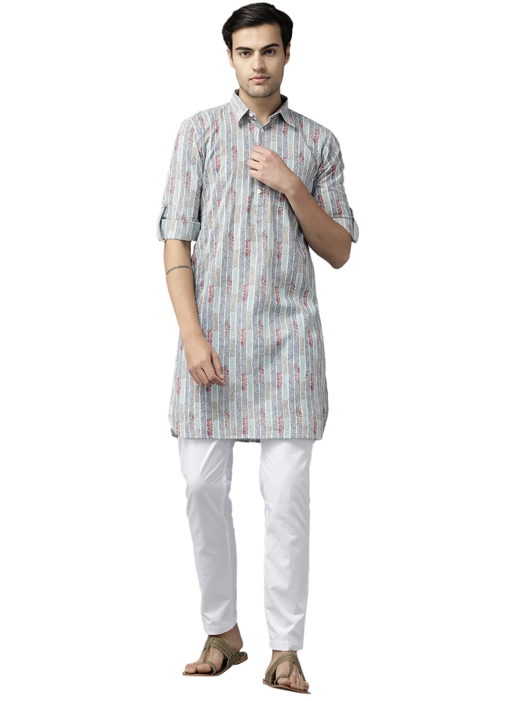 See Designs Men Multicolored Regular Pure Cotton Pathani Printed Men's Kurta_Sdpkt1162Xl