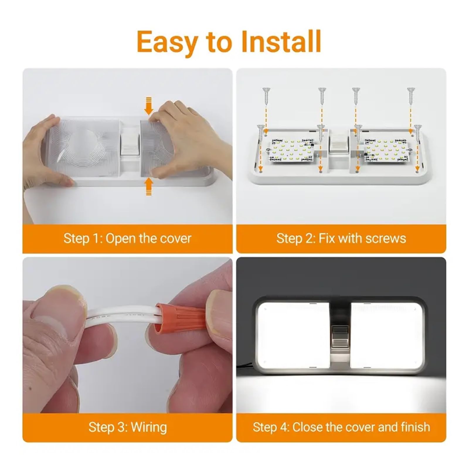 Luci per Tettuccio 1PC 12V LED RV Plafoniera Da Soffitto Con Interruttore Finitura In Cristallo Lampada Lettura Interna Per Camper Rimorchio Per Auto Barca(Short RV light)