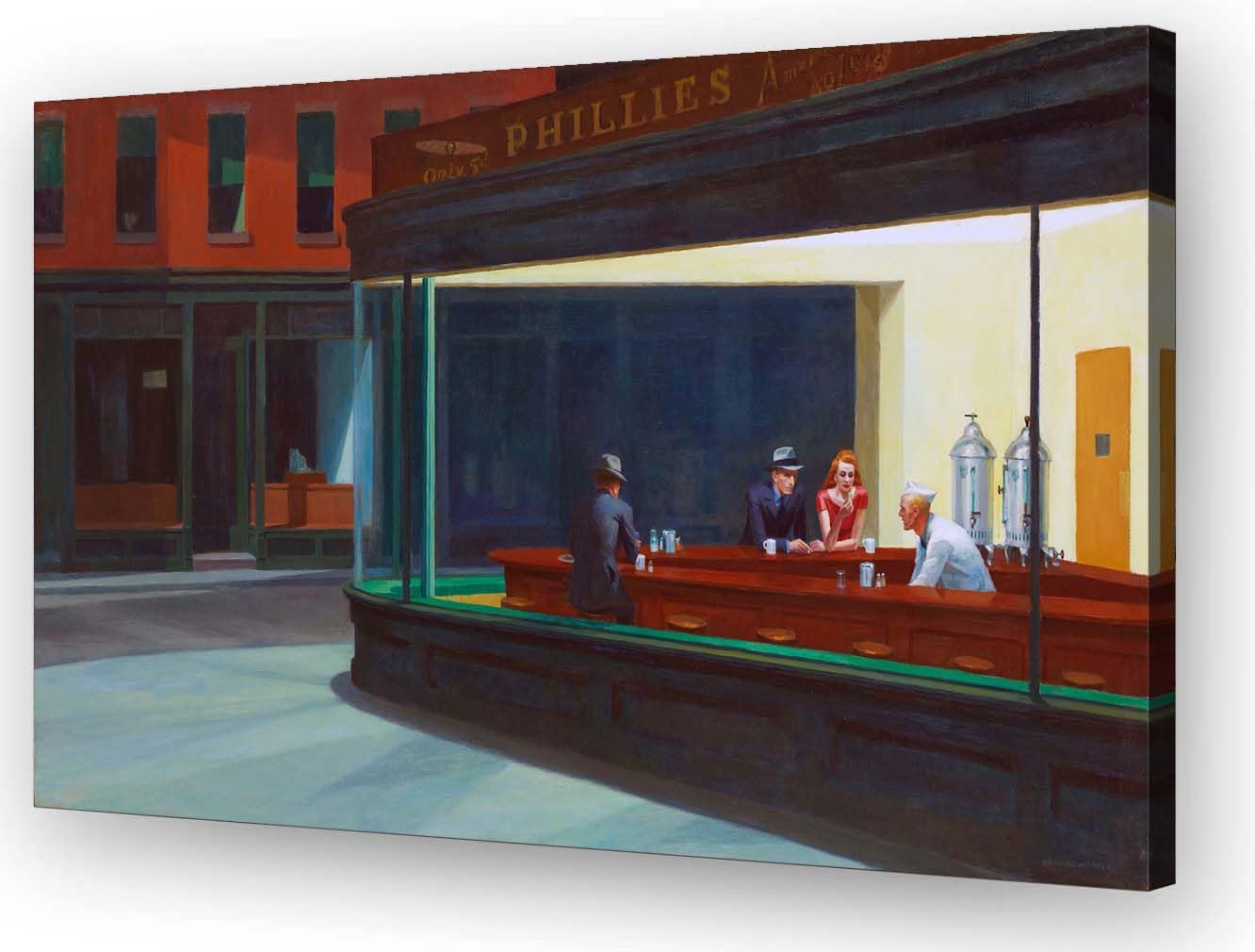 Framed Poster Canvas Painting Realism Art Vintage Nighthawks Famous Artwork Posters Pictures For Bedroom Wall Decor Ready to hang (12x18 inch)