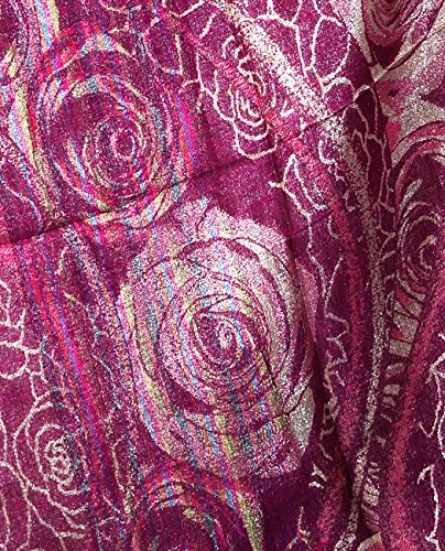NYFASHION101 Metallic Thread Rose & Multicolor Stripes Pashmina Scarf Shawl Wrap4