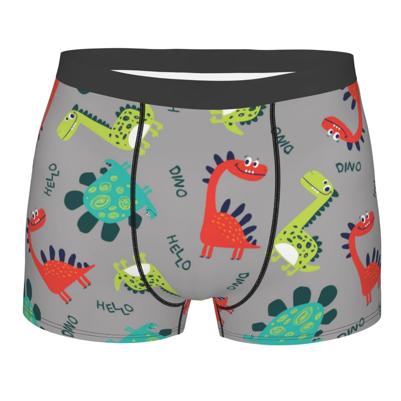 Ailietra Funny Boxers Briefs for Men, Cute Dinosaur Men's Underwear, Gifts for Husband Boyfriend L
