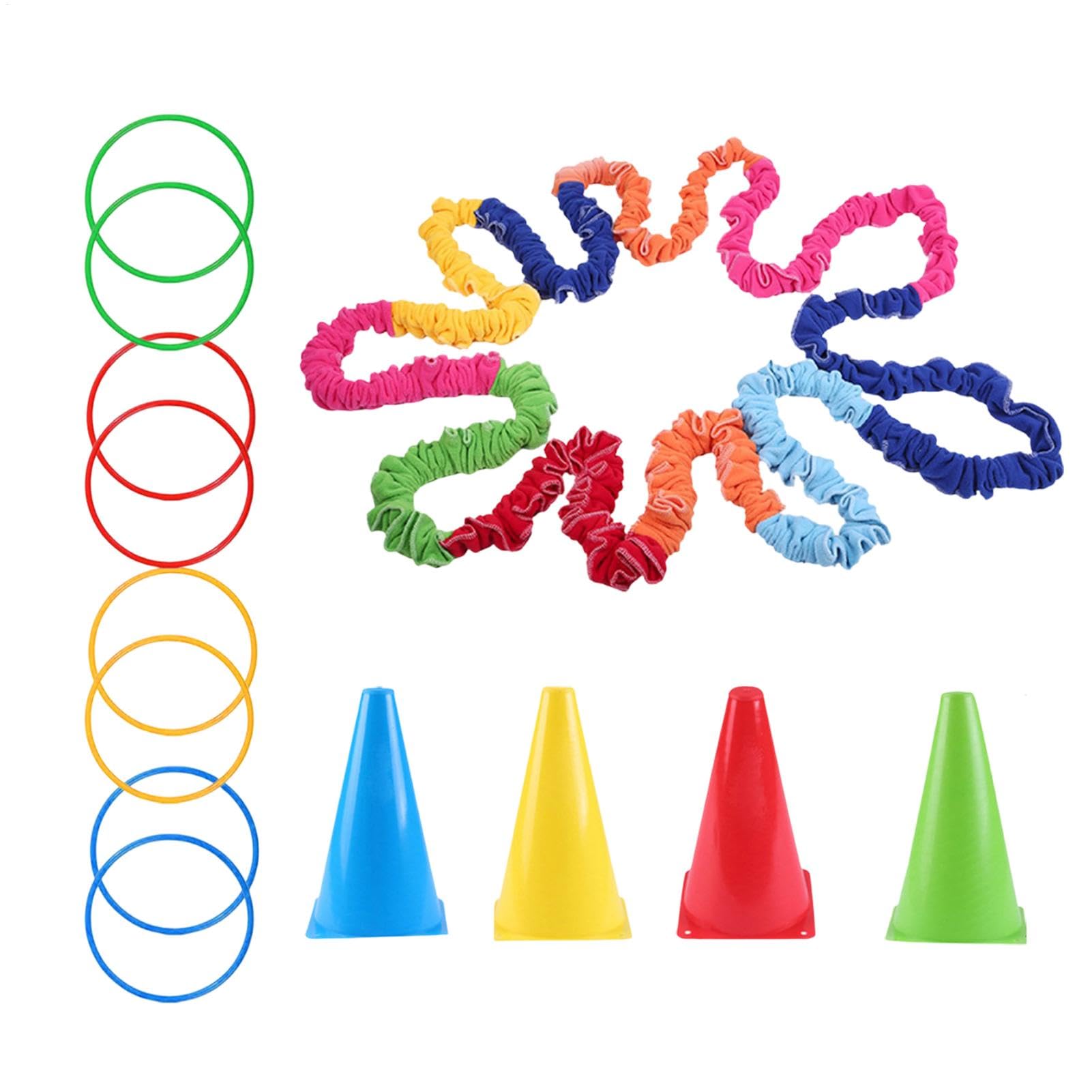 Elastica cooperativa elastica band, bande elastiche per bambini | Sports Elastic Band Game - Attività di gruppo motoria con secchio marcato per casa, scuola, parco, giardino