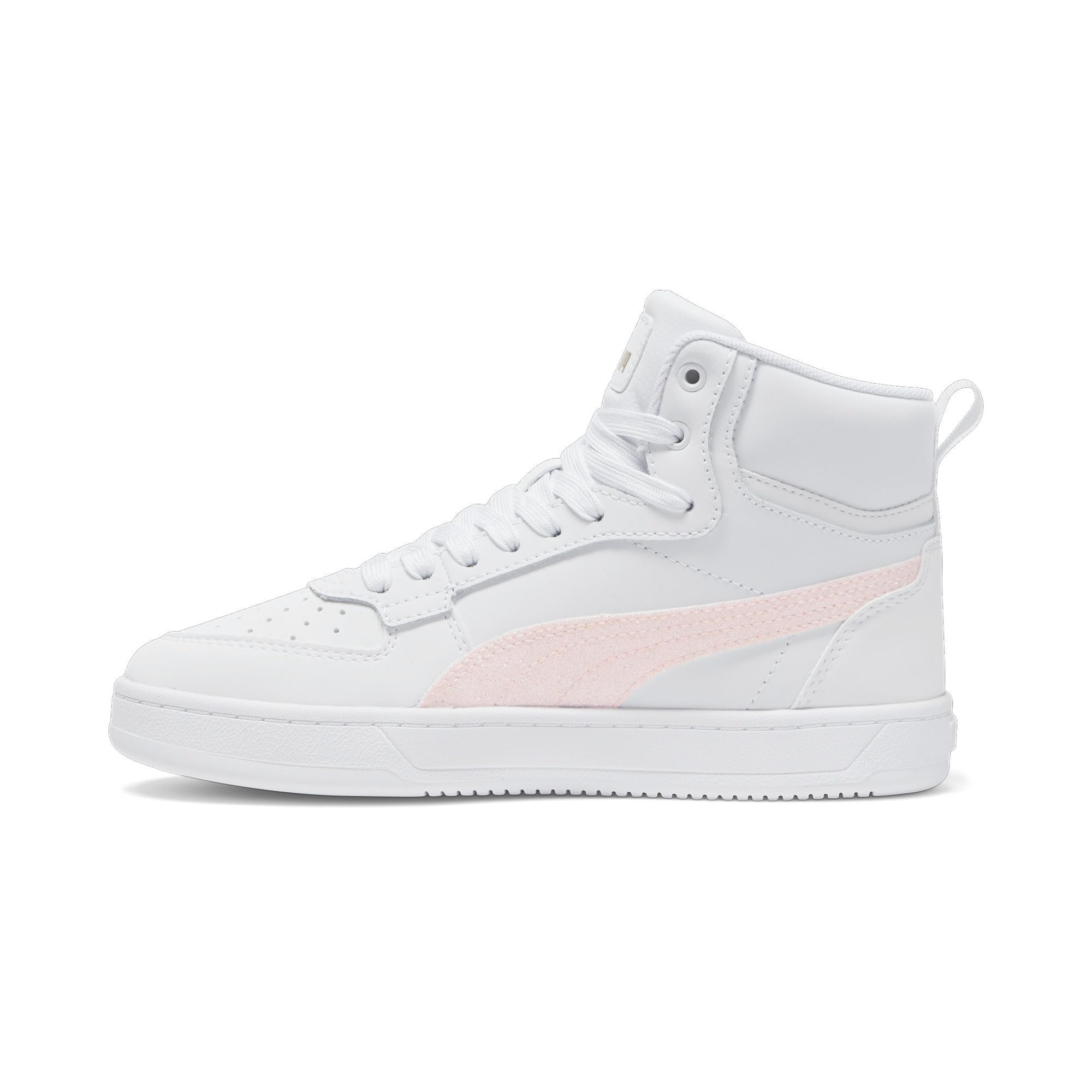 Puma Kids' Caven 2.0 Mid Sparkle Puma White-Peach Smoothie-Gold Big Kid 7