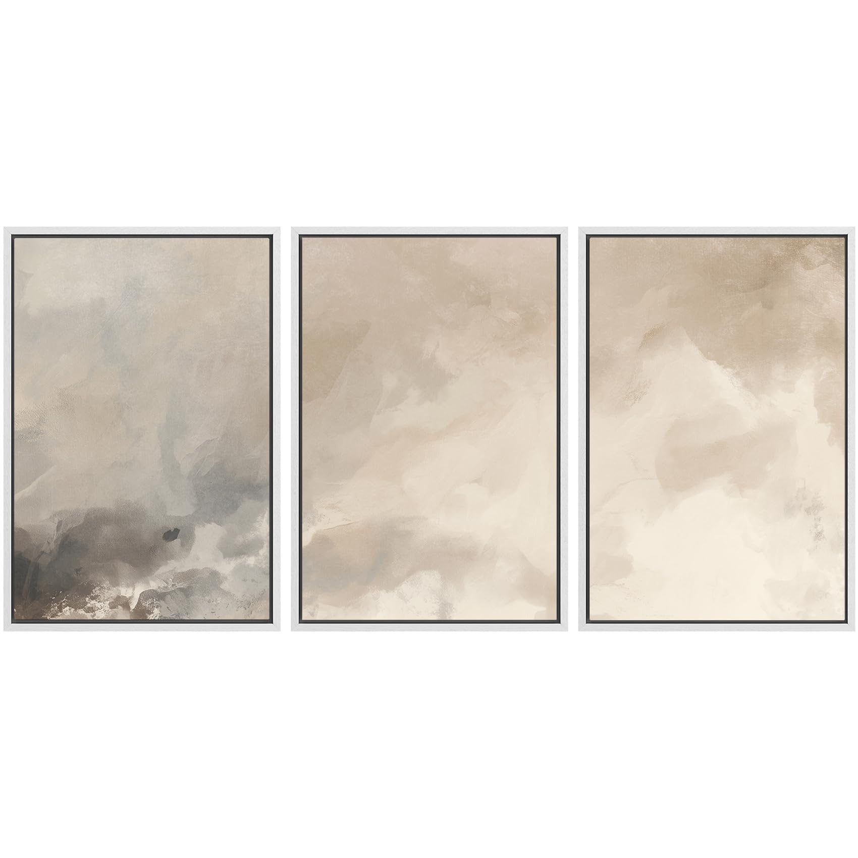 SIGNWIN Framed Canvas Print Wall Art Set Blue White Grunge Geometric Pattern Abstract Shapes Cozy Neutral Decorative Contemporary Minimal for Living Room, Bedroom, Office - 24"x36"x3 Natural — view 99