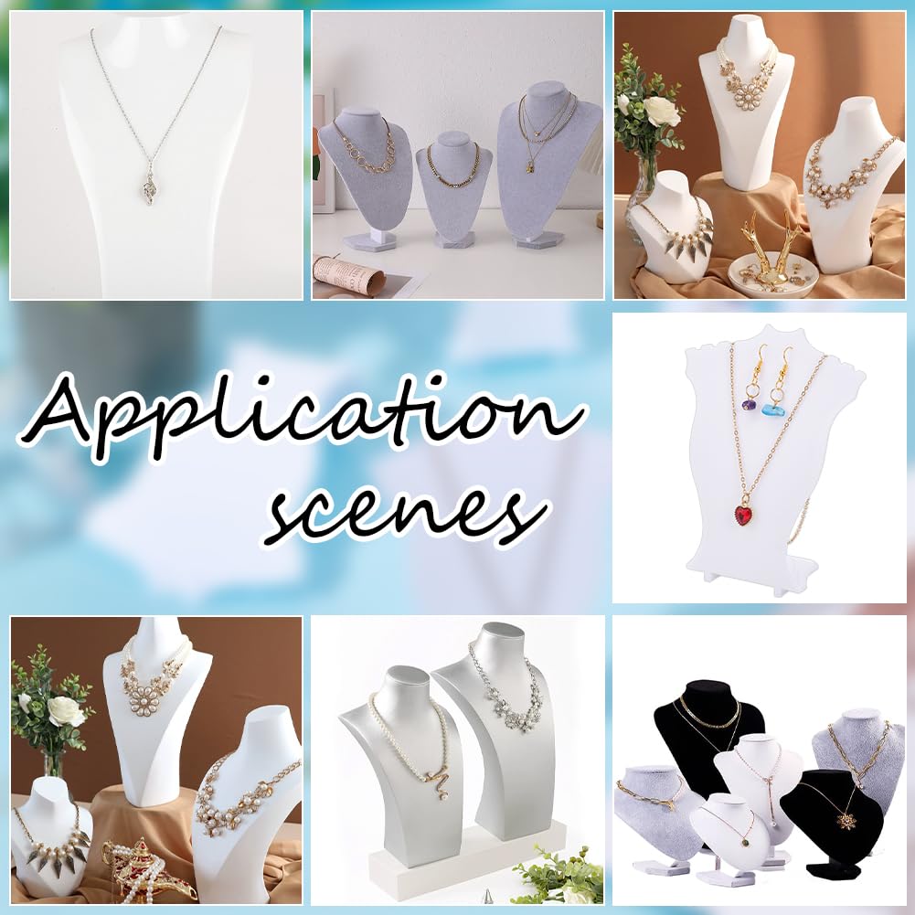 Support à Collier En Cuir PU Blanc Sur Base Bois - Présentoir à Bijoux Pour Vitrine Ou Maison