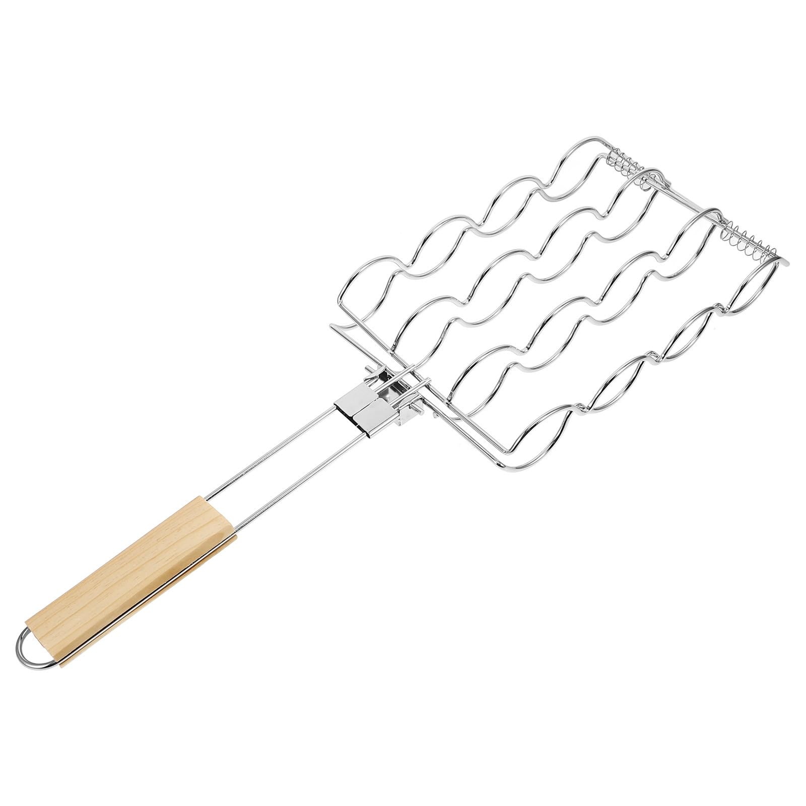 Grille de cuisson barbecue en acier inoxydable avec poignée bois UKCOCO