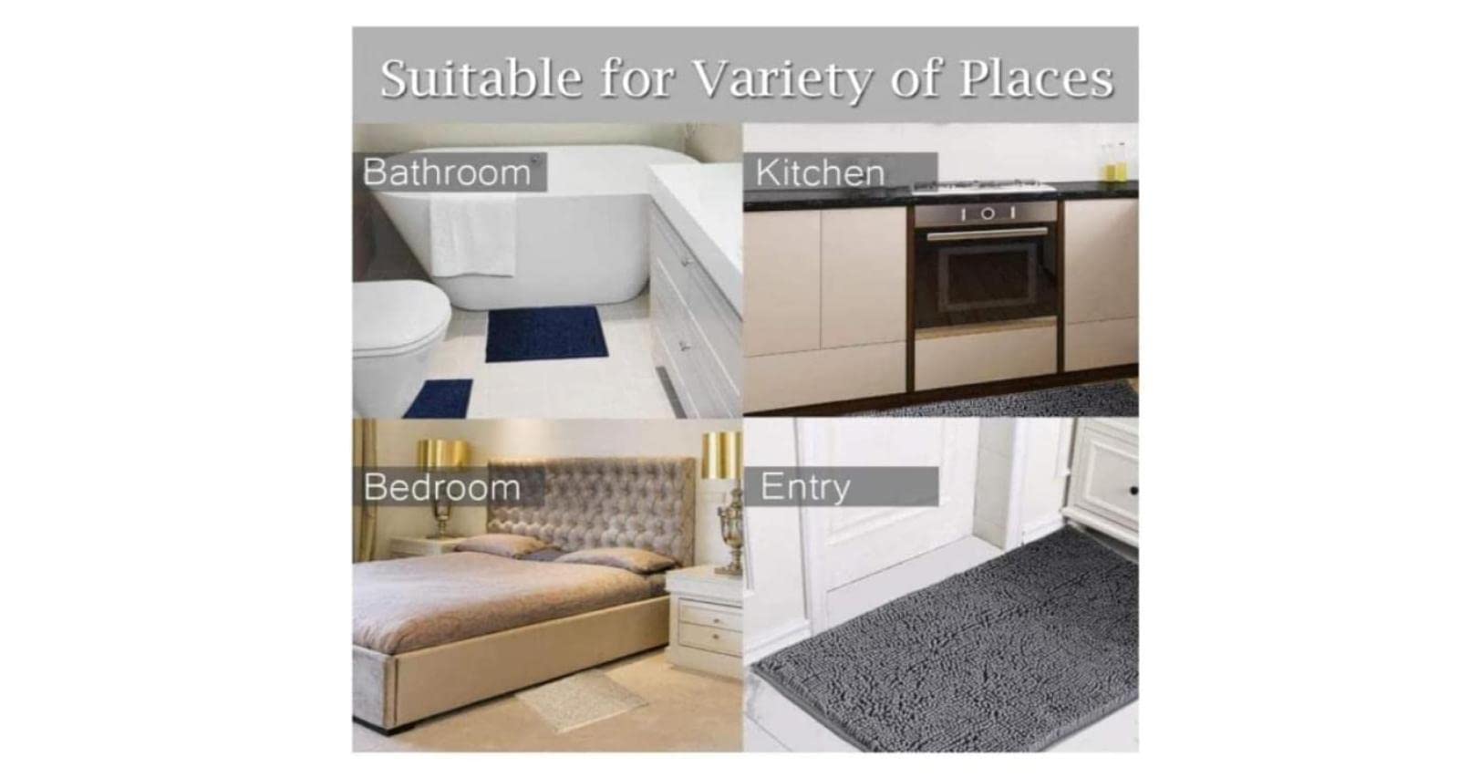 Tappeto Bagno Nero Tappetino Bagno Microfibra Tappeti Bagno Assorbe Velocemente Bagno Tappetini Antivegetativo Antiscivolo Tappetino Bagno Antifatica60×90cm