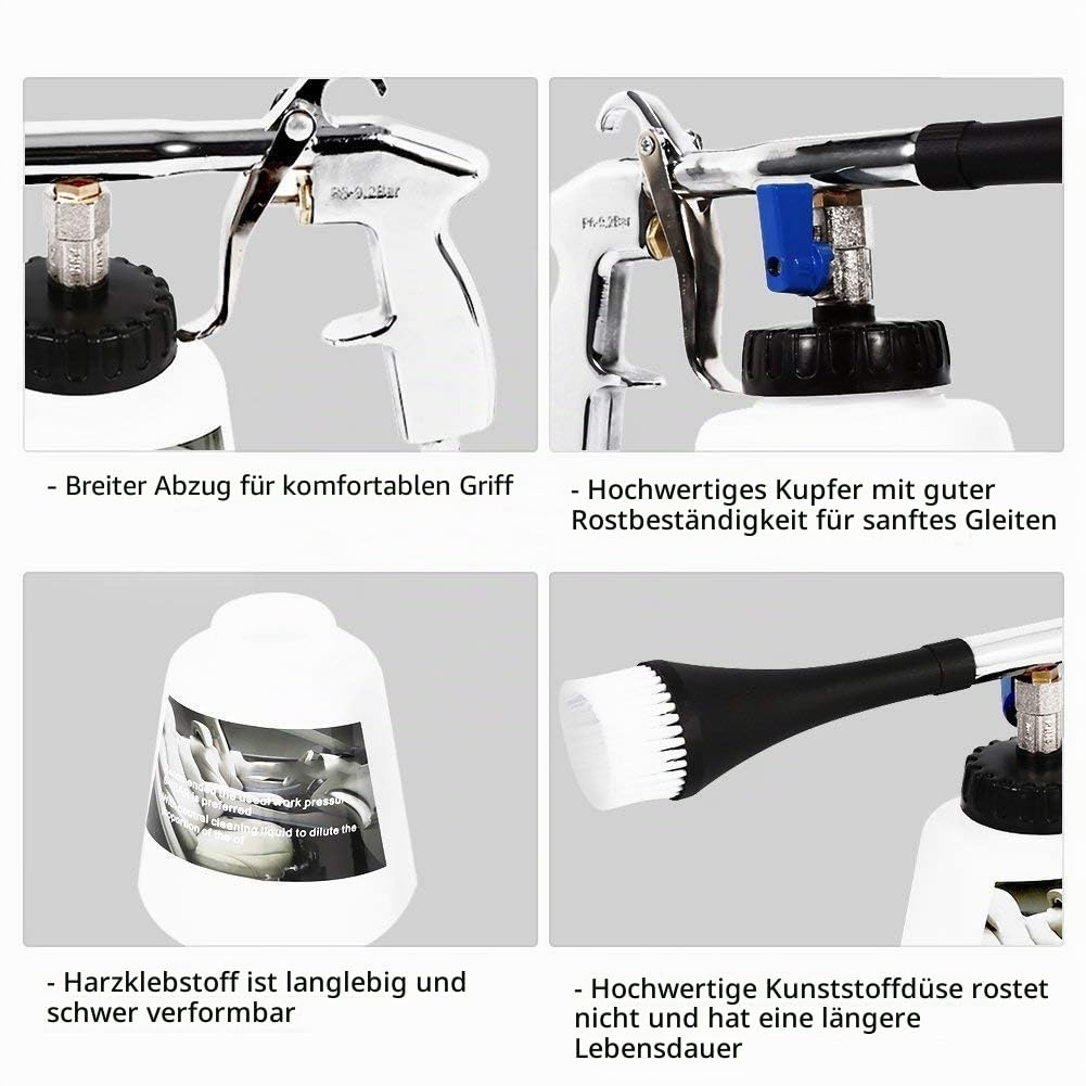 Automatischer Waschpistole Reinigungspistole Hochdruck Waschpistole Druckluft für Auto KFZ Einstellbarer Luftdruck (8 Atmosphärendruck erforderlich)