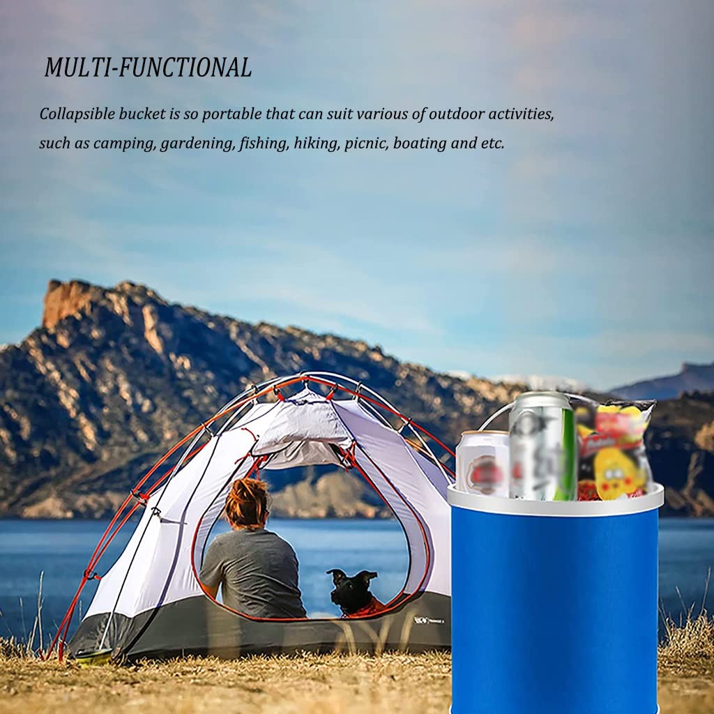 Faltbarer Eimer Strand Putzeimer Mit Griff, Zusammenklappbares Waschbecken Camping, Pop-Up-Eimer Mit Wasserdichtem, Mit Handtuch, Schwamm, Aufbewahrungstasche (Size : 13L)