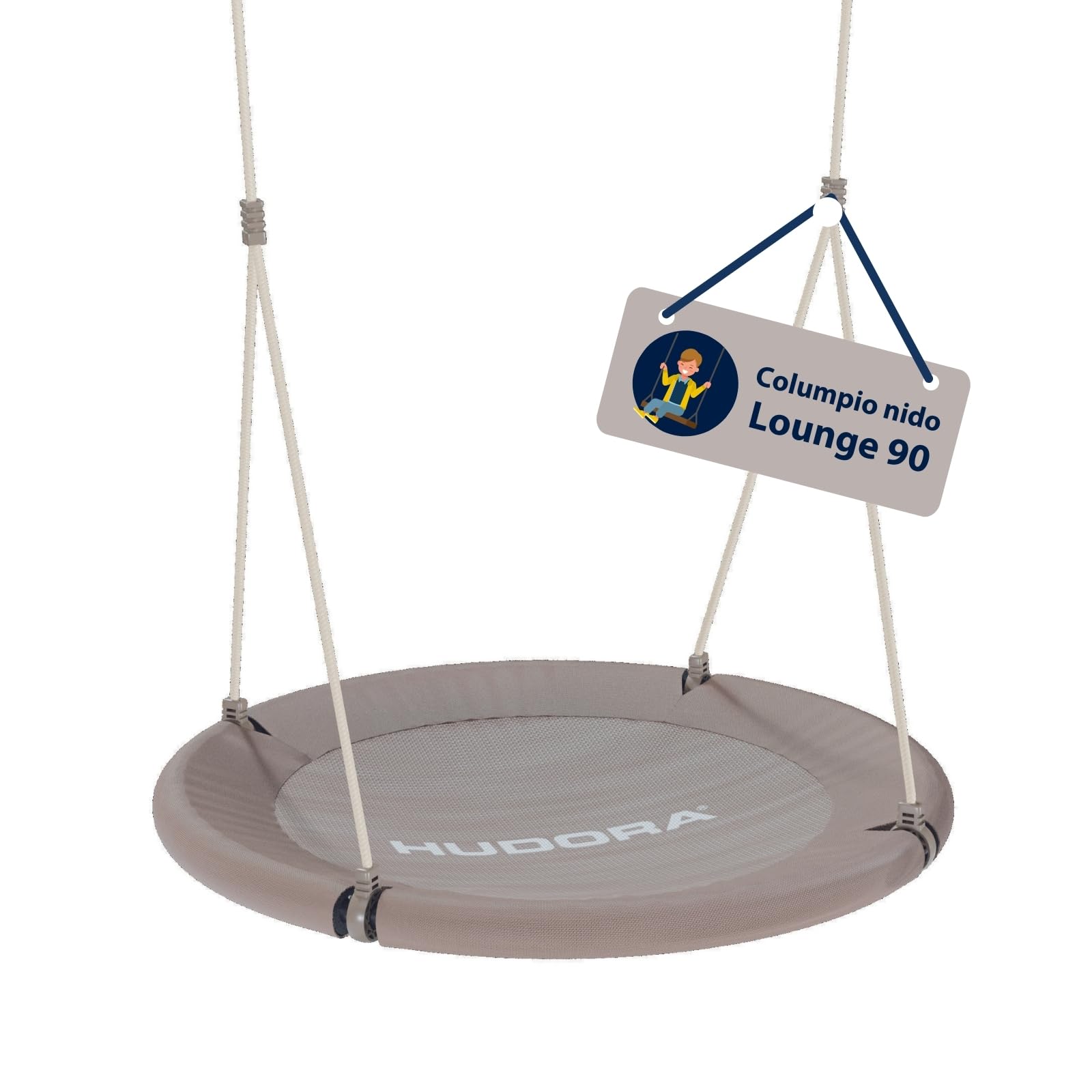 HUDORA Columpio de Nido Lounge - Columpio Ajustable en Altura diámetro de 90/110 cm para hasta 150 kg - Columpio Colgante con Asiento Cerrado - Columpio Familiar para Uso en Interiores y Exteriores