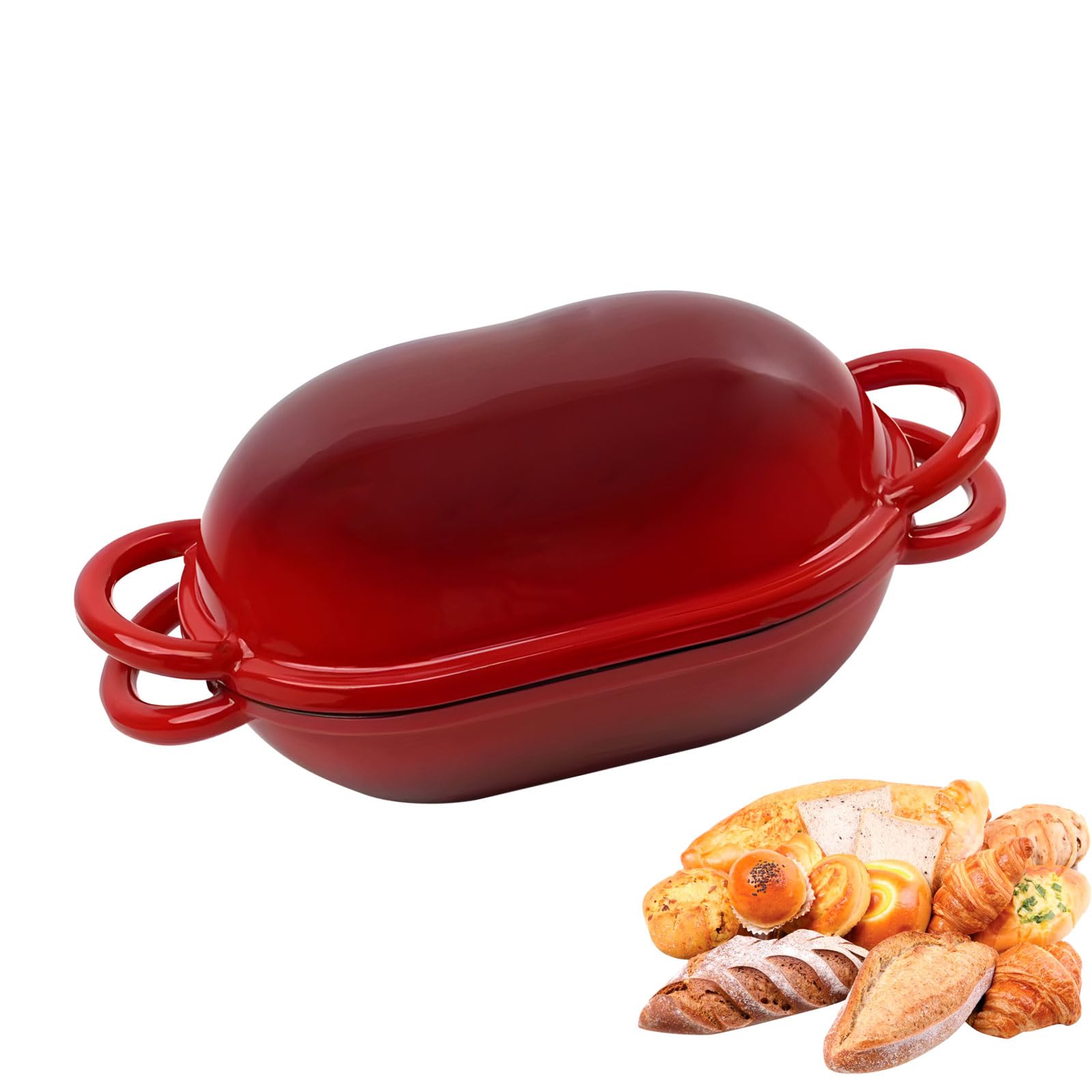 Mekalero Professional Grades Enameled Dutch Oven for Baking Stewing Braising and Serving Sourdough Bread Baking Pan Enameled Cast Iron Dutch Oven