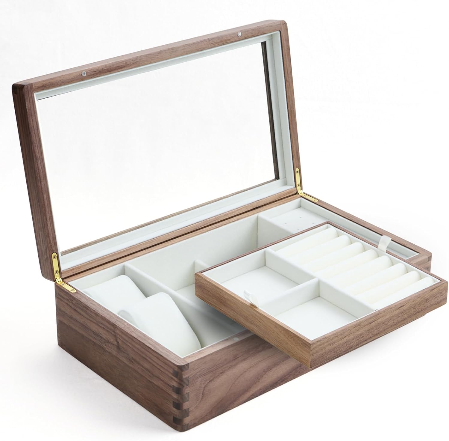 Wood Jewelry Box For Women CHOSIN Black Walnut Wooden Jewelry Box