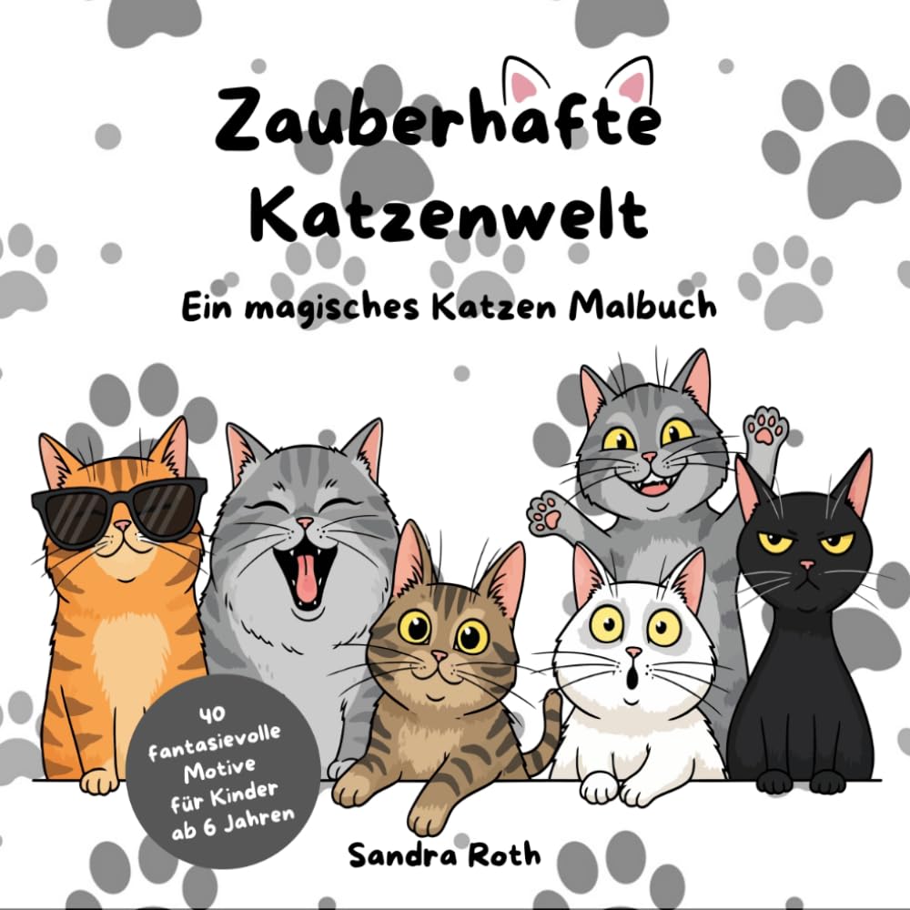 Zauberhafte Katzenwelt – Ein magisches Katzen Malbuch für Kinder ab 6 Jahren: Fantasievolle Motive zum Träumen, Verlieben & Entspannen