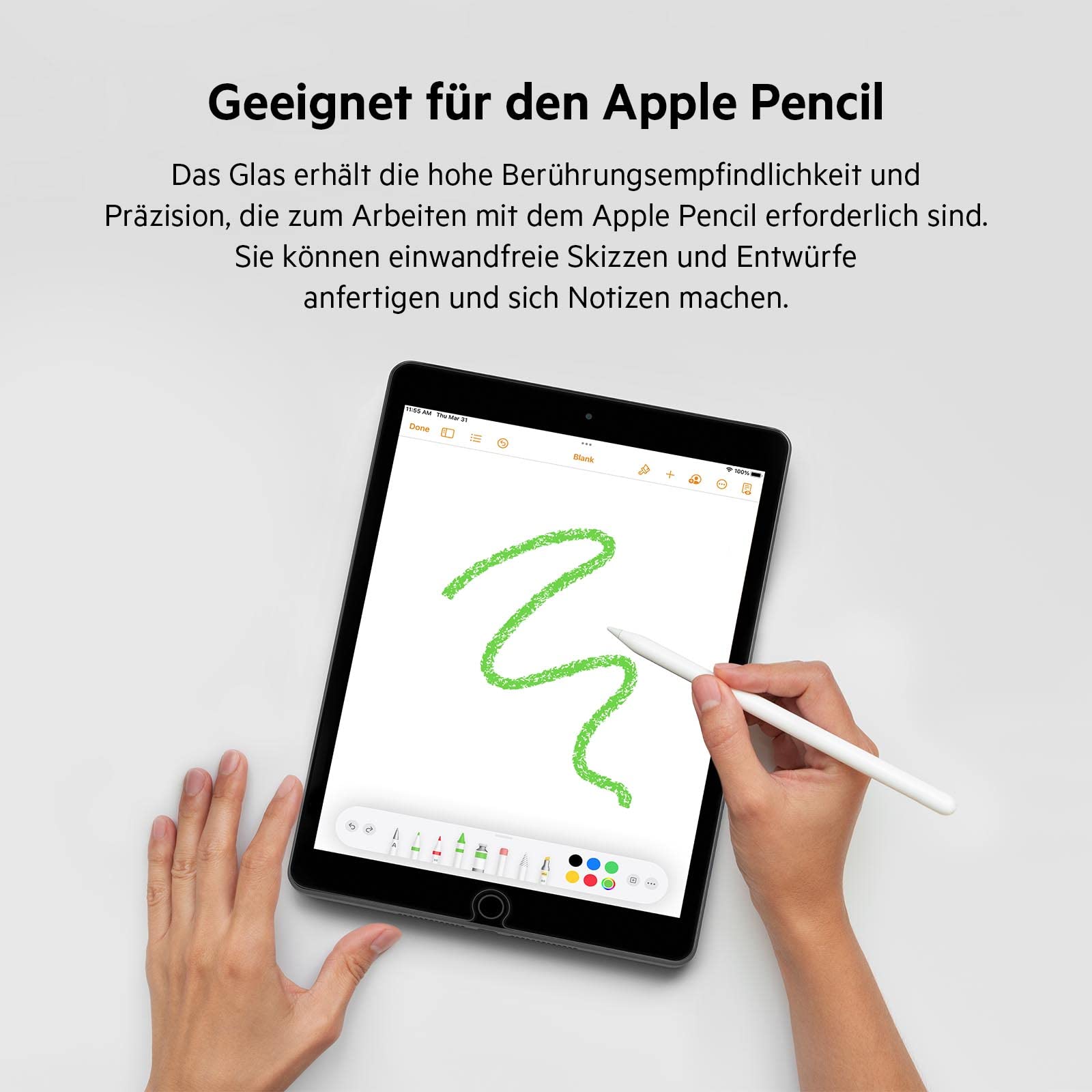 Belkin ScreenForce TemperedGlass Displayschutz für iPad 9, iPad Pro 10,5 Zoll, iPad Air 3, iPad 8 und iPad 7; kompatibel mit dem Apple Pencil; Positionierungsschale enthalten