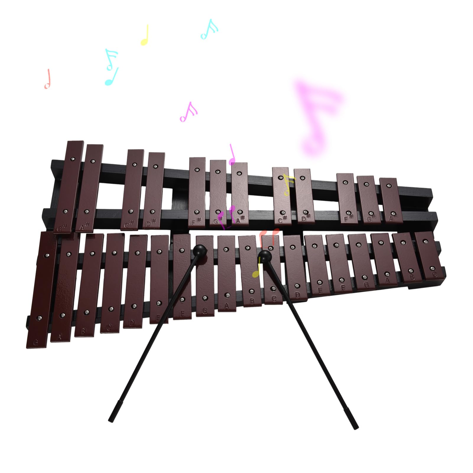 Naroote Adulte Instrument Xylophone en Bois Glockenspiel Instruments De Musique Instrument De Musique Adulte 30 Notes avec Touches en Aluminium de 5 Mm d'épaisseur Instruments