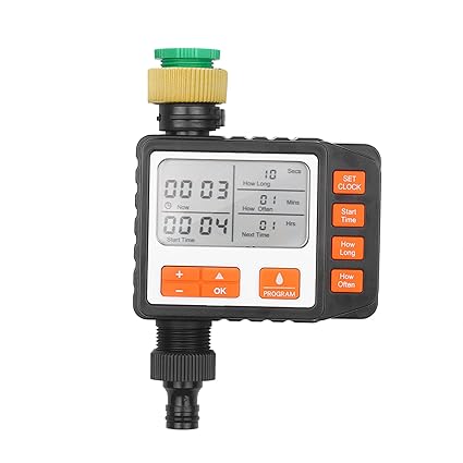Decdeal Digital Water Timer Programmable Outdoor Single Outlet Automatic On Off Water Faucet Hose Timer Irrigation System Controller with Manual Mode 3in Large Screen