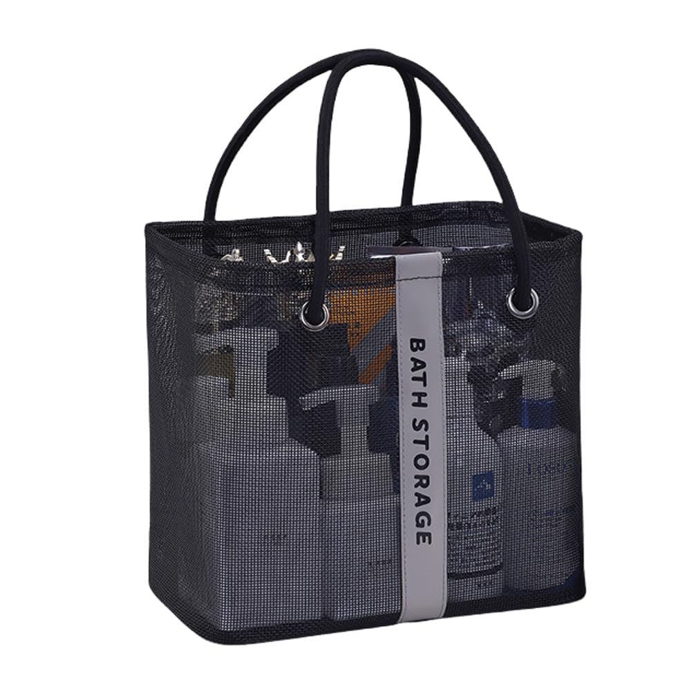 KATPOSIN Mesh Shower Caddy Tote Bag Mesh Shower Caddy Basket Portable Bath Storage Organizer with Handles for Bathroom
