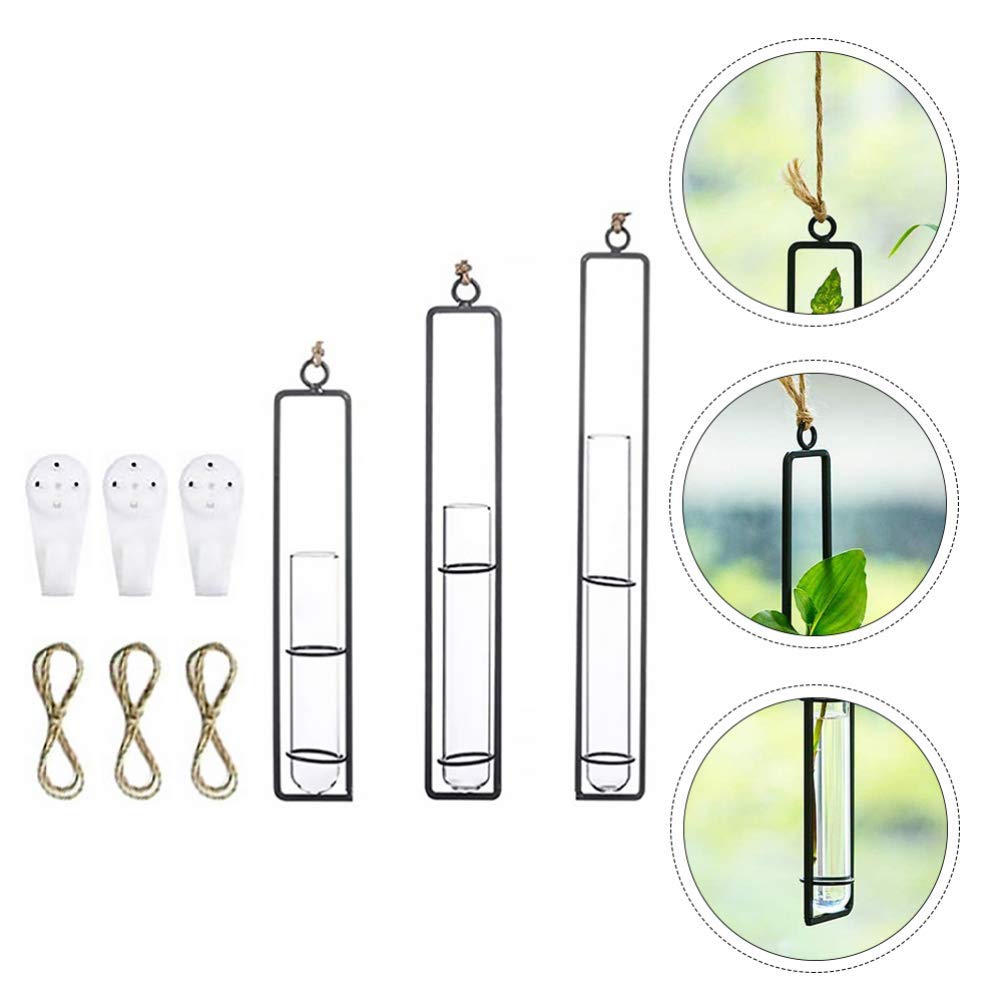Provetta da appendere Fioriera in vetro Contenitore per terrario in vetro Vaso per fiori con gemme per la decorazione domestica Piante verdi Matrimonio 3 kit