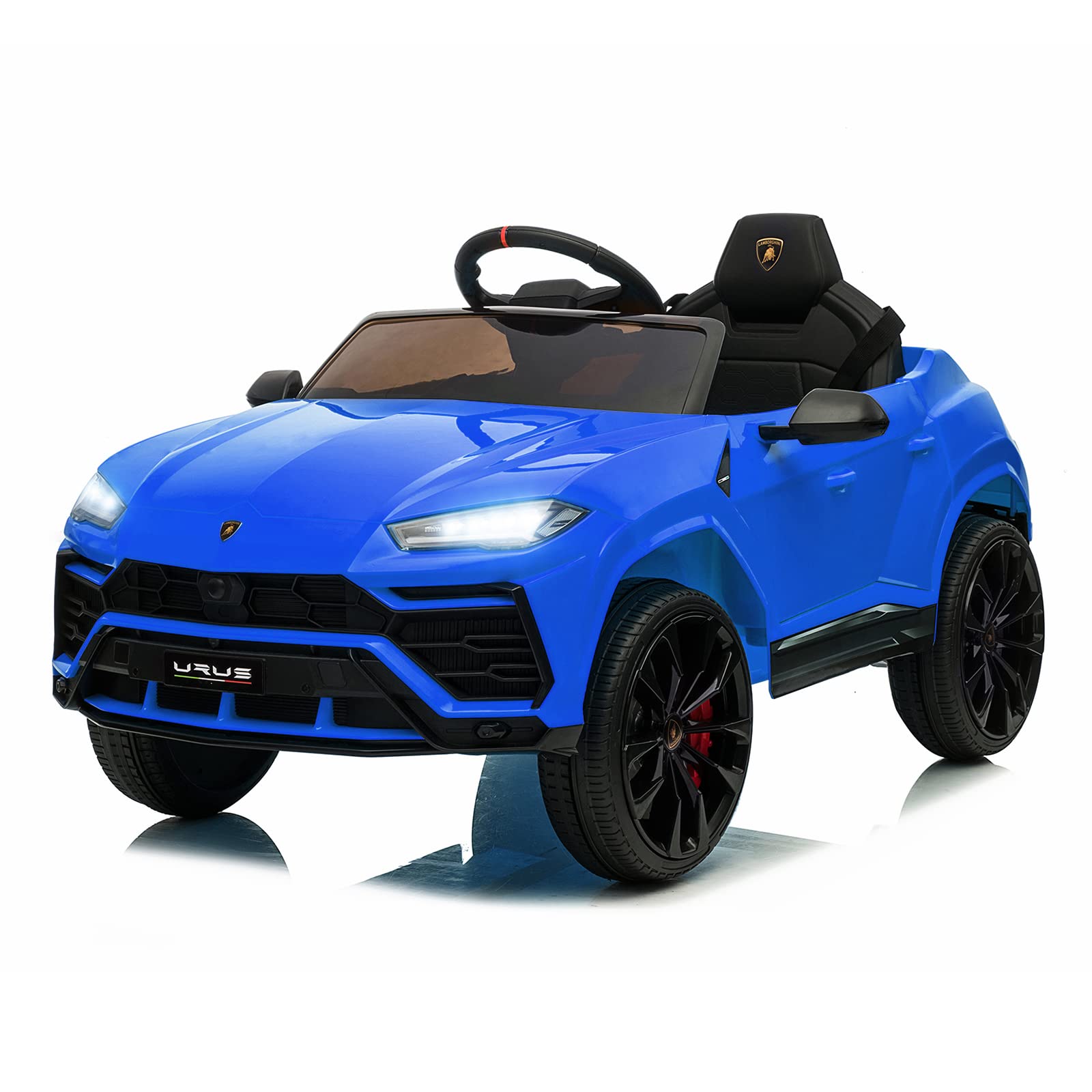 Kids Electric Ride On Car for Kids, 12V Licenced Lamborghini Kids Electric Vehicles with Remote Control, AUX, Spring Suspension, Music, LED Lights, USB Port, Foot Pedal (Blue)