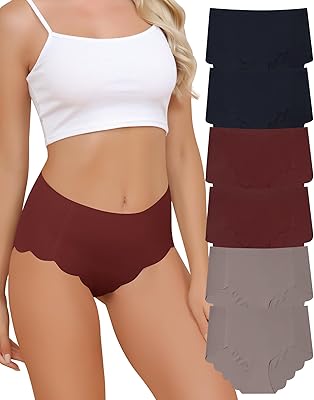LEVAO Seamless Underwear for Women High Waisted Panties Wave Edge No-Show Bikini Full Coverage Briefs 6 Packs S-XXL