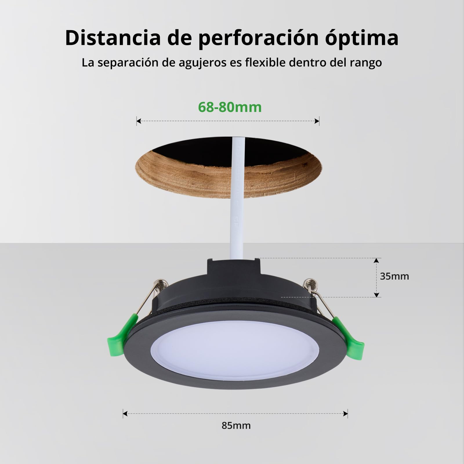Bojim Downlight LED Techo Empotrable Negro IP65, 68mm - 80mm | Blanco Natural 4000K 230V 5W Ultrafino 35mm, Ojos de Buey LED Para Cocina Baño Habitación, 10 Pack