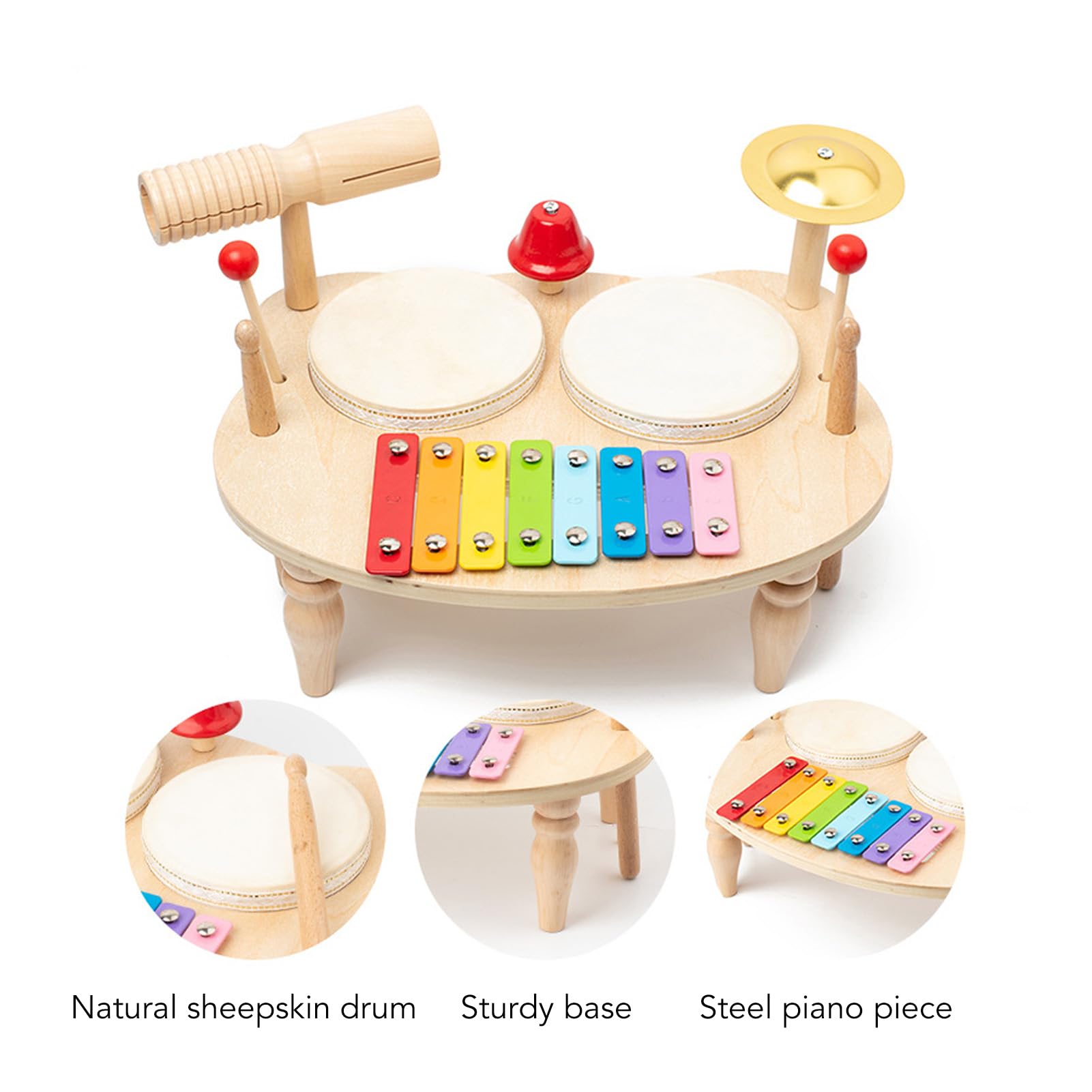 Zestaw Perkusyjny dla Dzieci Drewniane Edukacyjne Instrumenty Muzyczne dla Początkujących Dzieci Prezent i Zabawa Małych