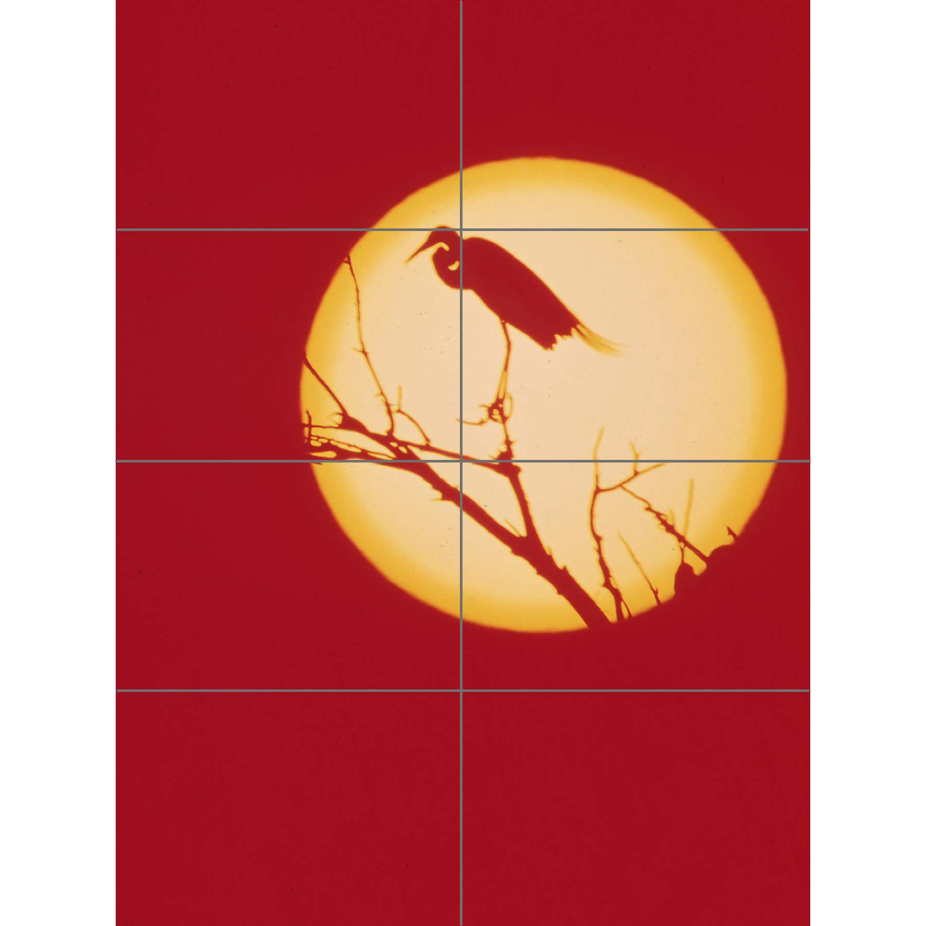 Artery8 Crane Silluette Against Moon XL Giant Panel Poster (8 Sections)