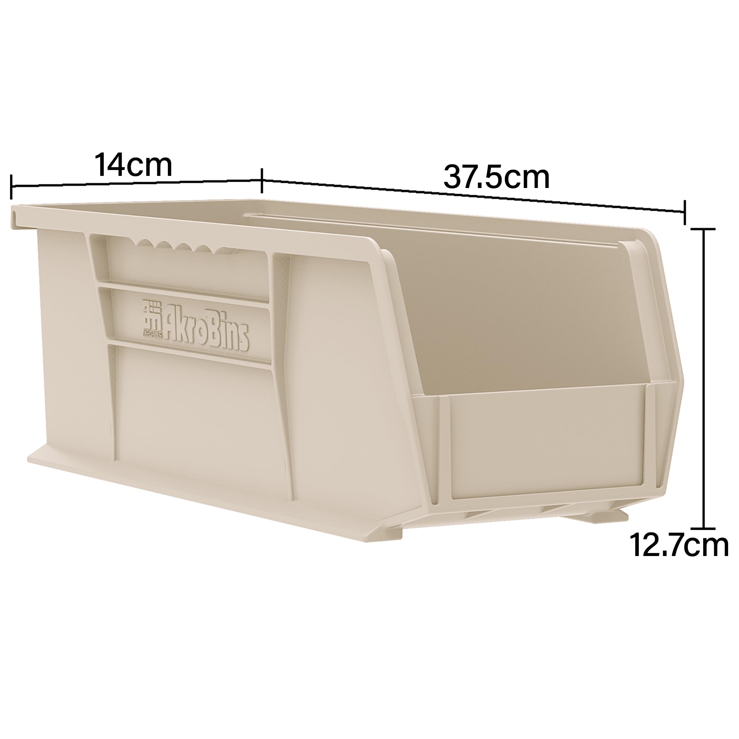 Akro-Mils 30234 AkroBins Plastic Storage Bins, Space-Saving Stackable Bins for Garage, Pantry, Craft Organization, 37,5 cm x 14 cm x 12,7 cm, Black, 12-Pack