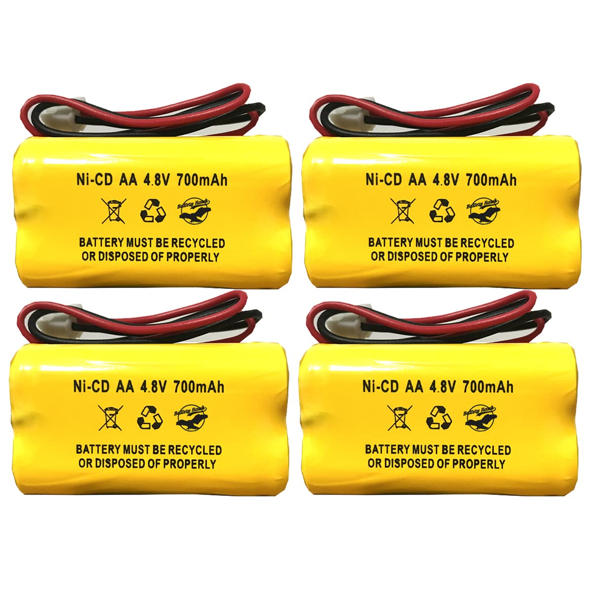 Battery Hawk (4 Pack) Ni-CD Unitech AA500MAH BL93NC487 DAA700MAH4.8V BST 4.8v 700mAh D-AA500mAh AA600mAh ELB-B006