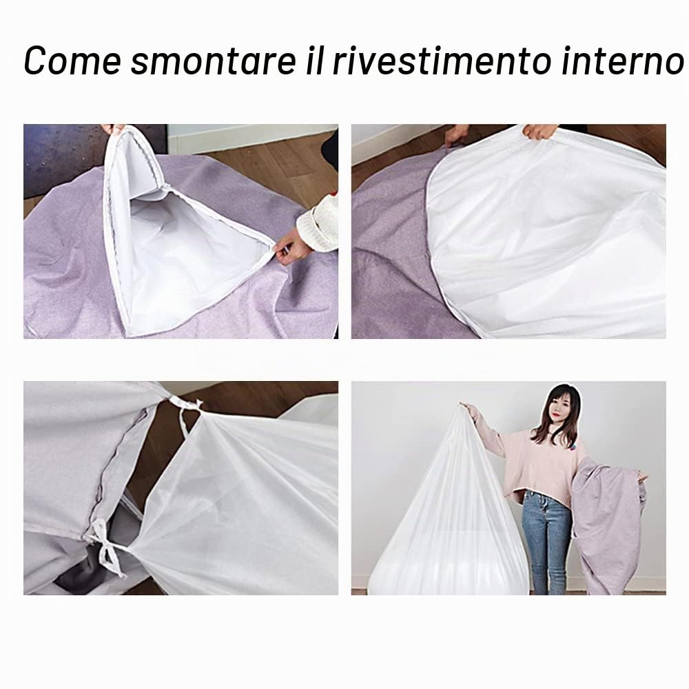 Fodera interna per poltrona a sacco, con cerniera, imbottitura di ricambio per la casa, per soggiorno, camera da letto, lettino, sala giochi (grande)