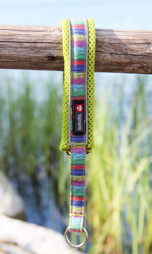 FinNero Pet Products, Finland – Nordic Lights Soft, Padded Mesh Dog Collar (3 (40-50 cm), Lime)