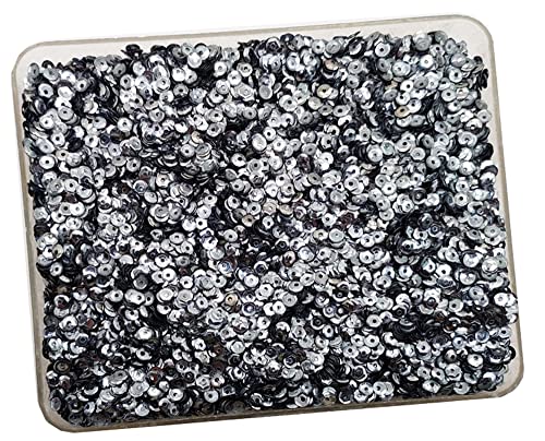 Image of eshoppee 4 mm Dark Grey Round Shape Sequins Sitara, 200 gm