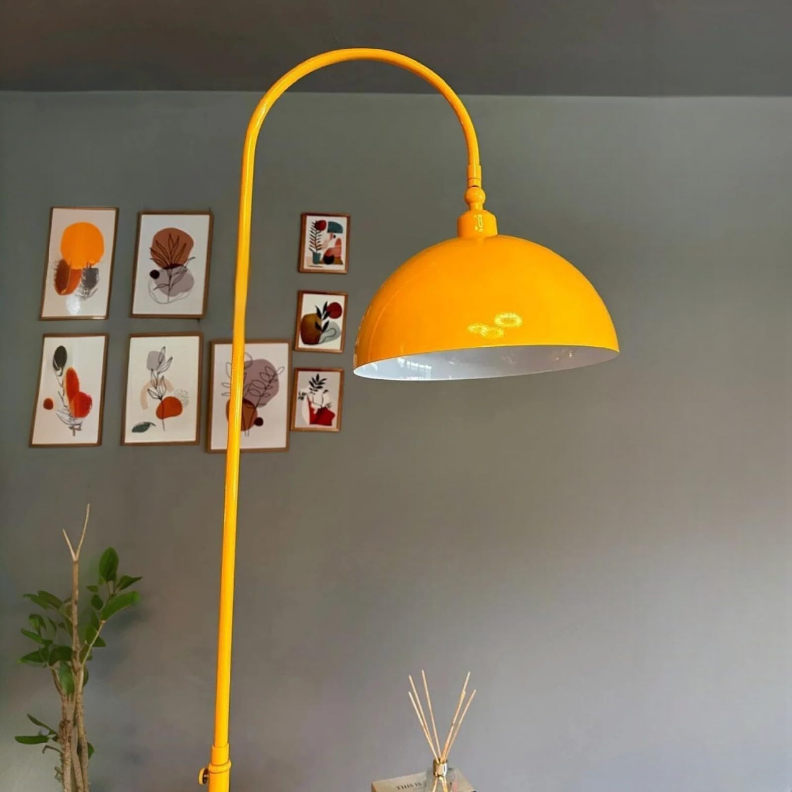 Bamyum Yellow Gorkiede Floor Lamp Metal, Modern For Bedroom, Living Room, Children's Room With E27 Socket, 30 Cm Wide, Adjustable Lampshade,