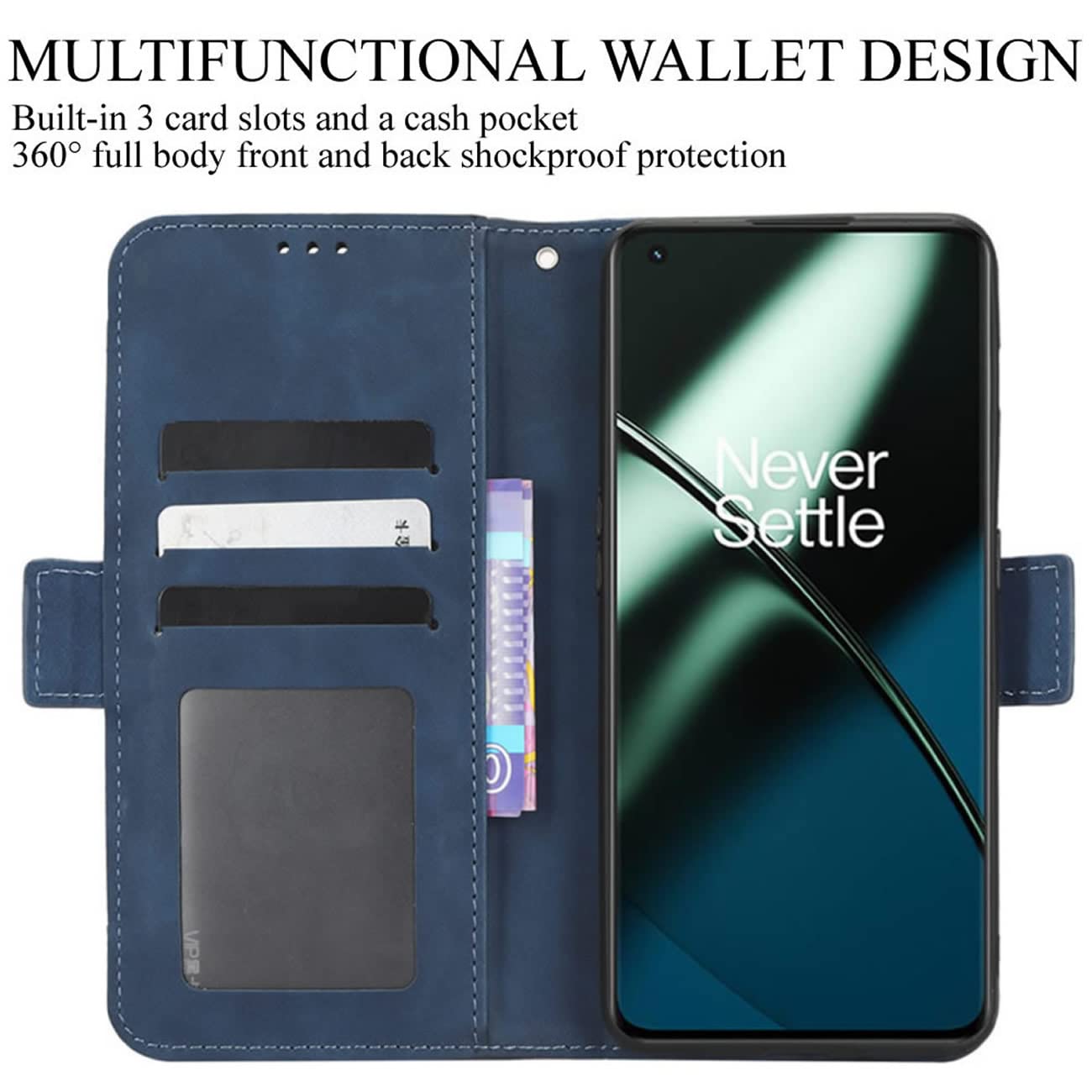 KANVOOS Cover Per OnePlus 11 5G, Cover A Libro Portafoglio In Pelle PU