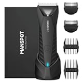 MANSPOT Manscape Body & Pubic Hair Trimmer for Men&comma; Electric Groin Hair Trimmer&comma; Replaceable Ceramic Blade Heads&comma;Waterproof for Wet&sol;Dry Use&comma;Standing Recharge Dock&comma;90 Minutes Shaving&lpar;Black&rpar;
