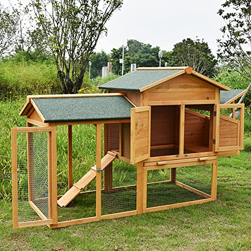KKVV 66-Zoll-Holz-Geflügelkäfig, großer wasserdichter Kaninchenstall Hühnerstall, Outdoor-Hasenkäfig-Haustierhaus mit… – Bild 8