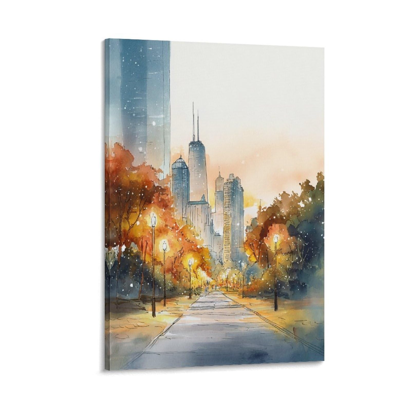 XWYMXZ Minneapolis City 24x36inch(60x90cm) Vintage Travel Poster Watercolor Canvas Art
