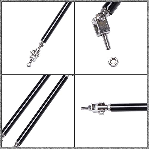 Vista 7 de DREAMIZER 2× Juego universal de varillas divisoras de soporte para labio de parachoques delantero, ajustables de 10"-13", barra de unión de puntal