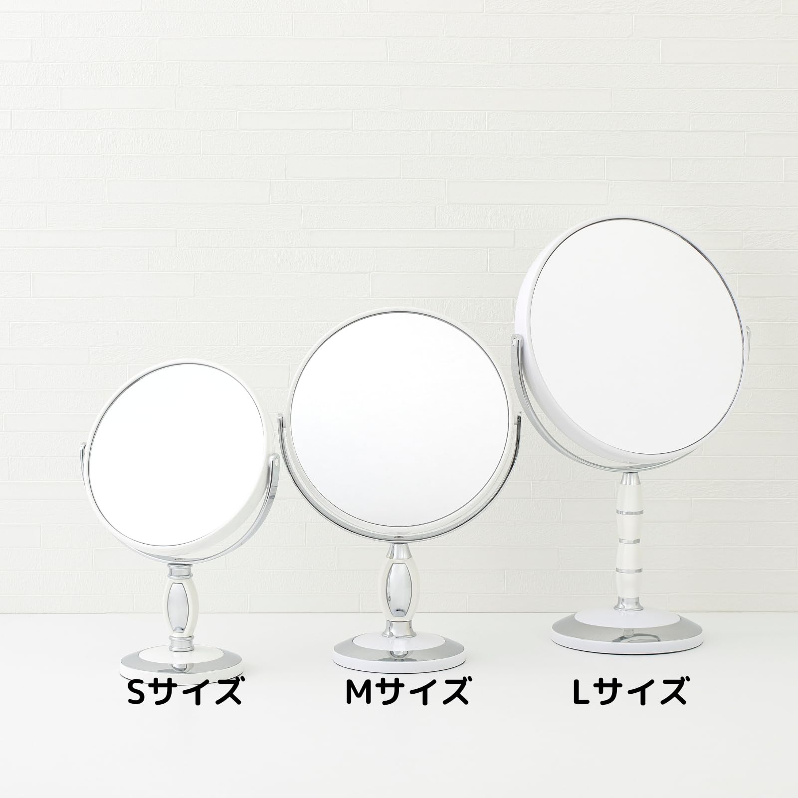 リフレックス スタンドミラー 両面鏡 3倍 等倍 真鍮 (L, Black)Amazon 