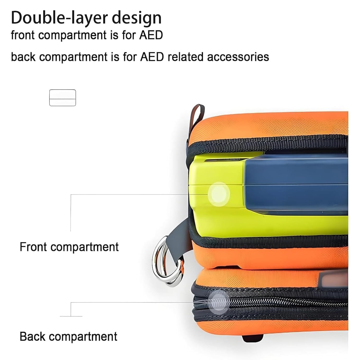 Maletín para desfibrilador, bolsa de transporte para desfibrilador AED, diseño de dos capas, resistente al desgaste, con correas ajustables para el hombro, para el hogar, la oficina y lugares públicos