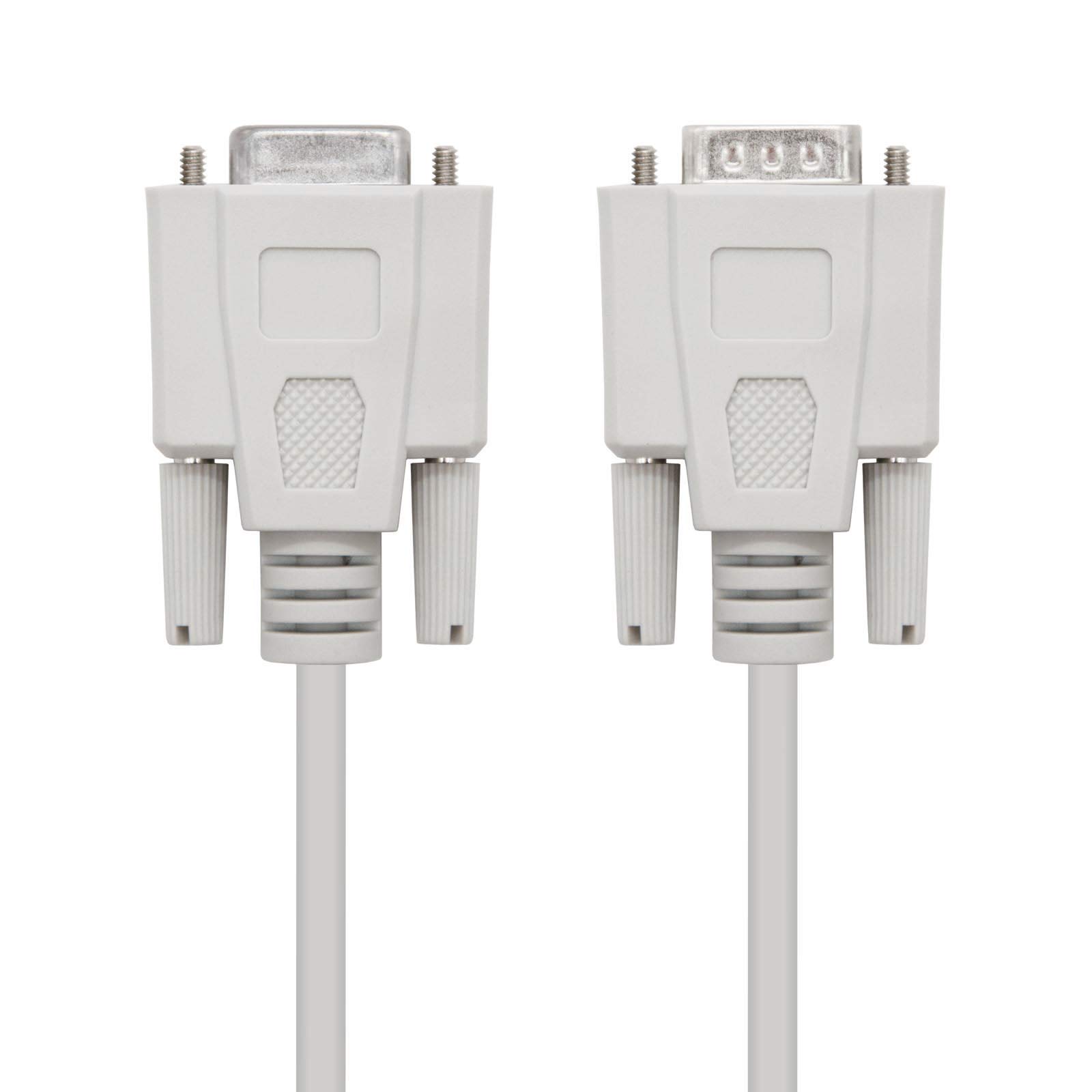 NanoCable 10.14.0502 - Cable serie RS232 de comunicaciones null modem, DB9/M-DB9/H, macho-hembra, Beige, 1.8mts