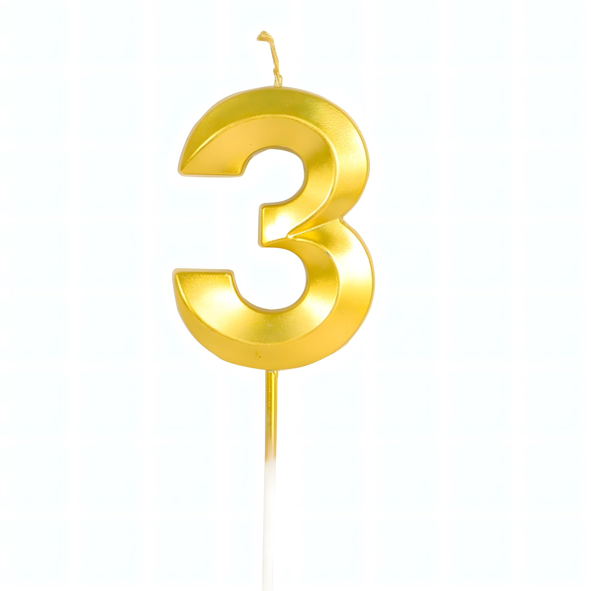 Juzfun Birthday Number Candles 3 Year Cake Decoration Third Year Wedding Anniversary Party Metallic Gold Colour Size : Width 5 x Height 7 CM