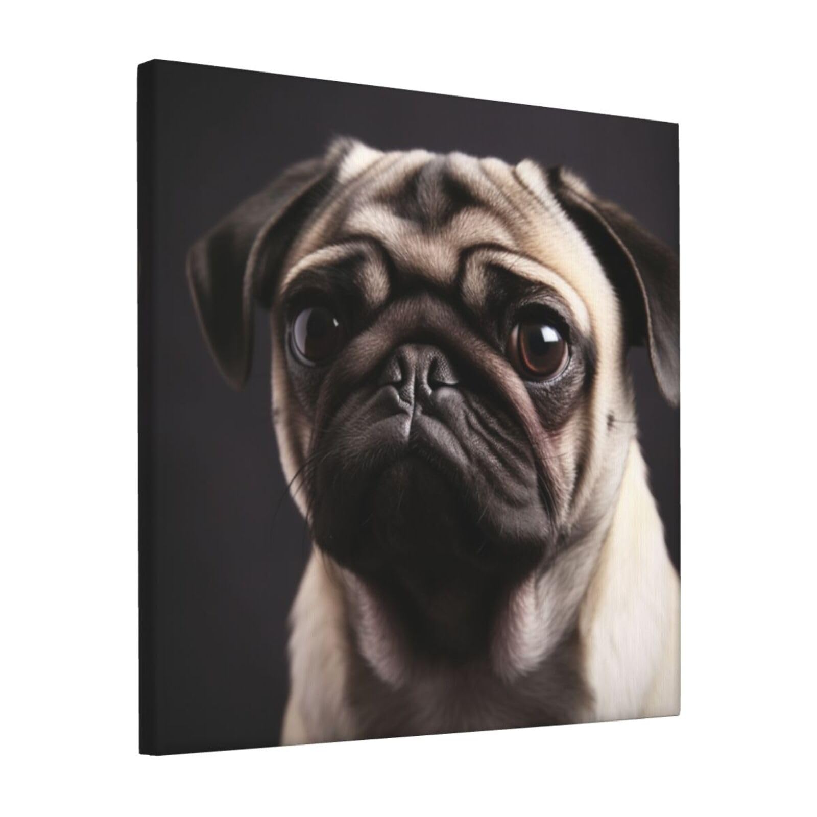 FodPand pug Canvas Wall Art for Living Room Wall Decor 12"x12" Modern Artwork Painting Pictures Hanging Canvas Prints Aesthetic Wall Art for Bedroom Bathroom Office Wallart Decor