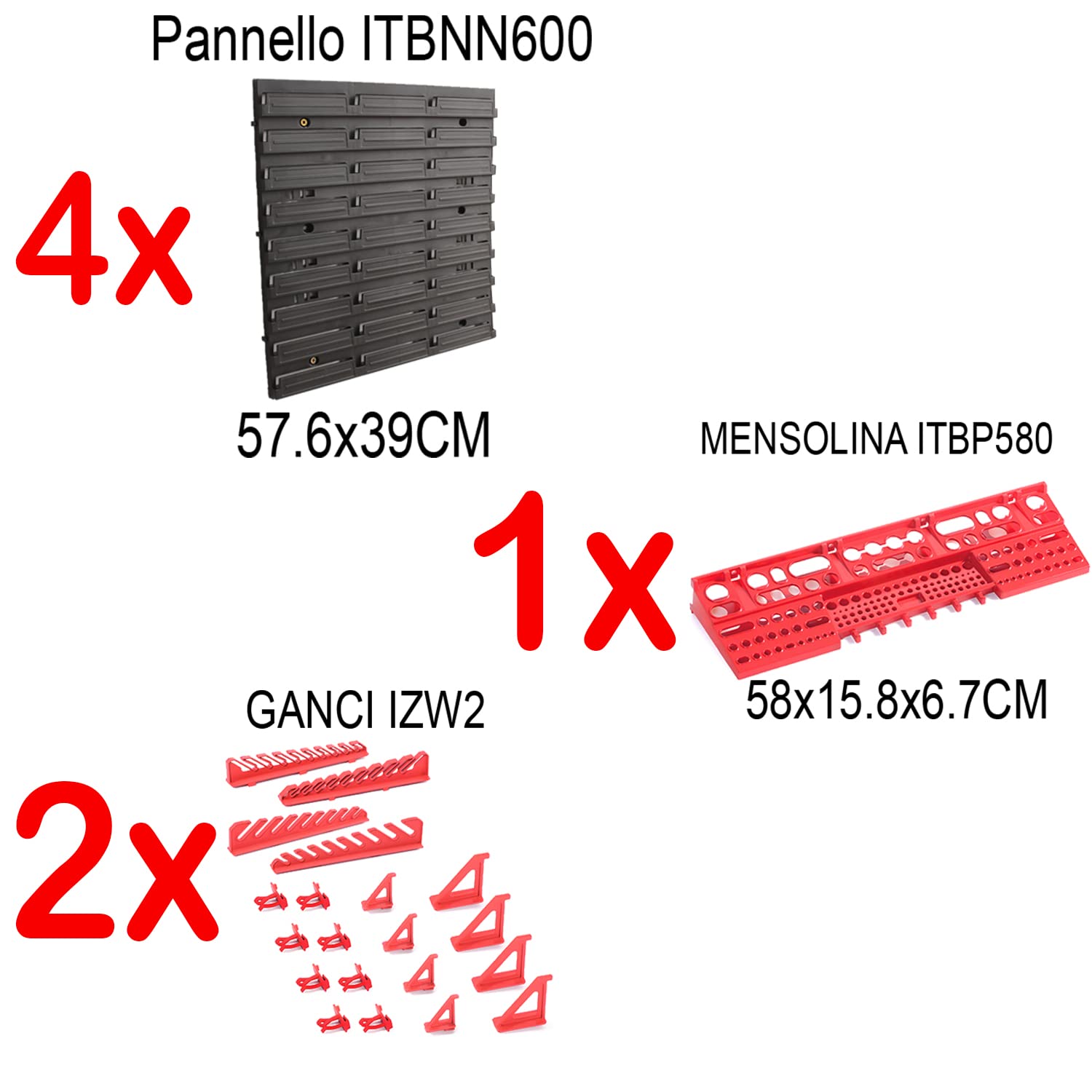 IMJ-Global Pannello porta attrezzi portautensili organizza da lavoro officina garage minuteria Set Supporti Ganci per attrezzi da parete muro (MIX1 116x78CM)