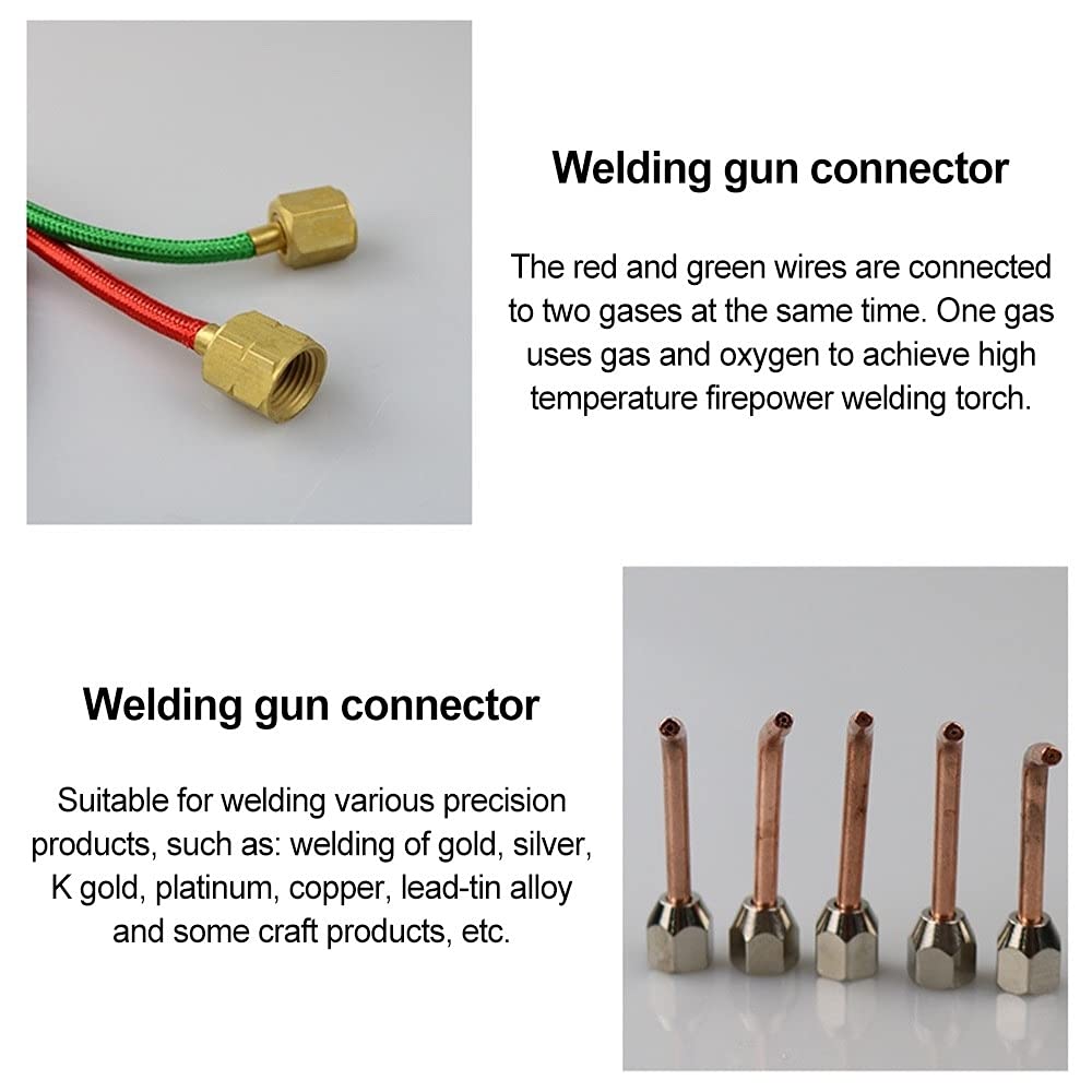 Mini pistola de soldadura de gas, antorcha de soldadura de oxígeno, kit de antorcha de oxígeno con 5 puntas para reparación de joyas