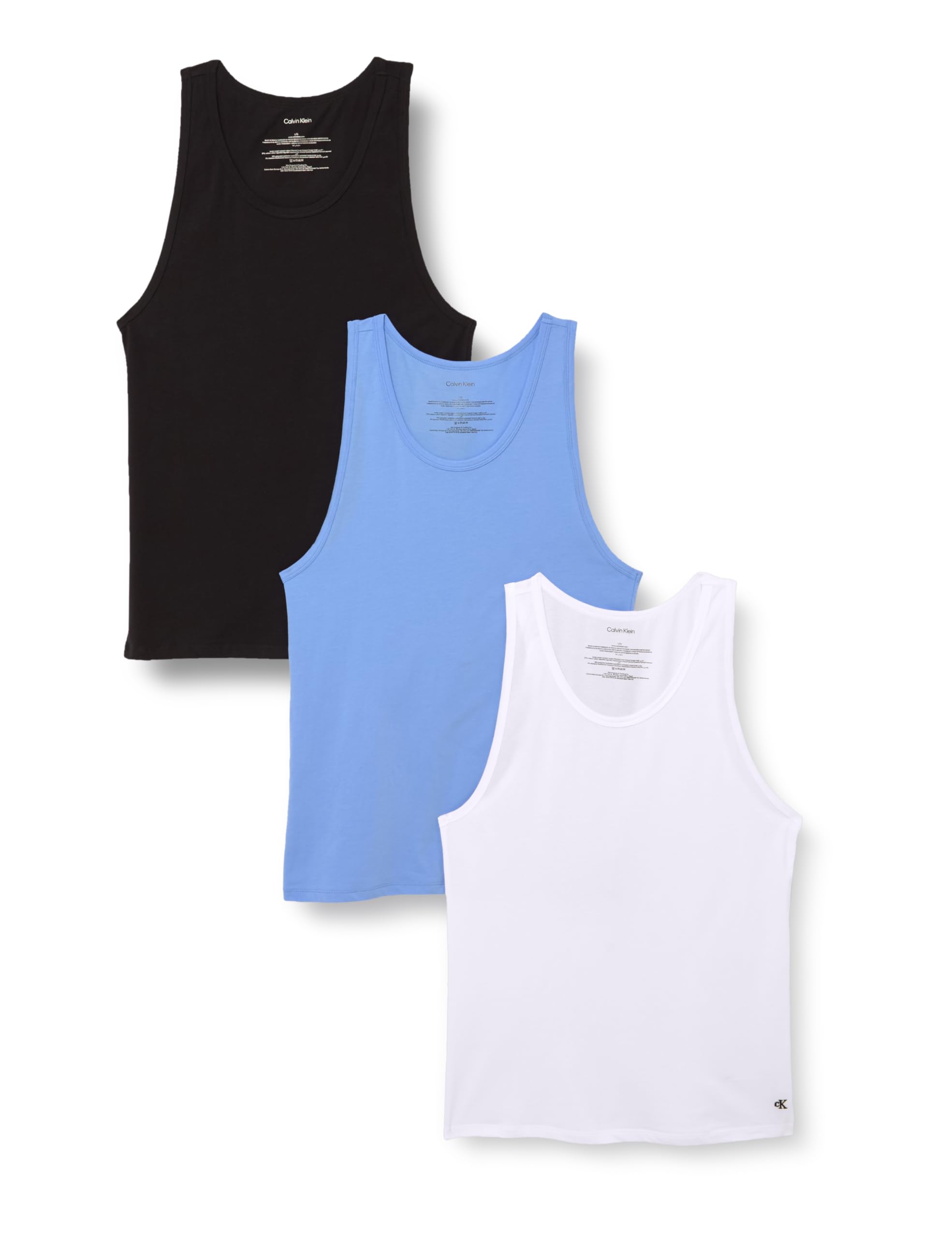 Calvin Klein Men's Tank 3Pk Lv00Nb4184 Tank Top, Blue (Black W Blue Descent EMB/Blue DESCE), L