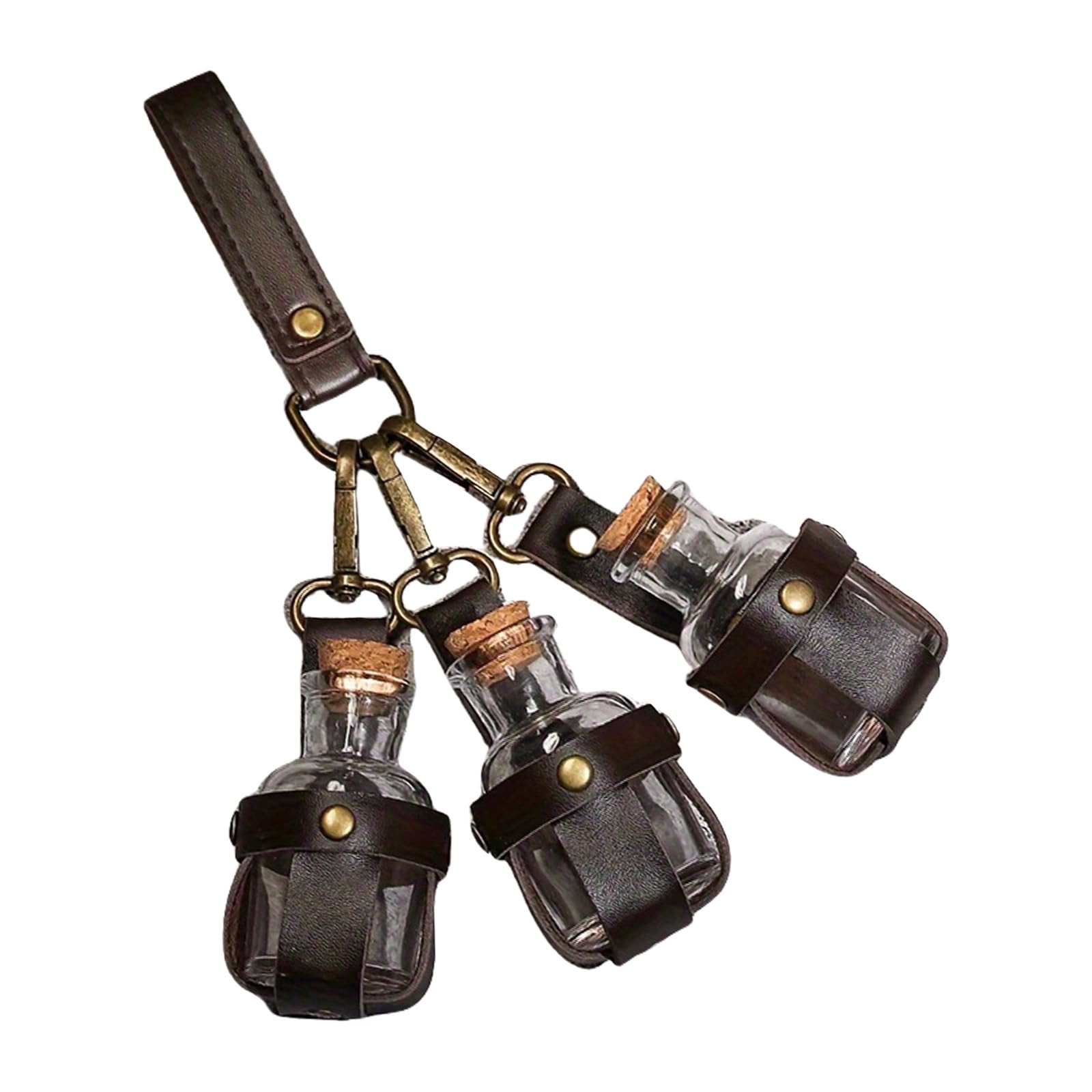 Potion Bottle Wizard Potion Glass Holder With Cork Stoppers And Leather Harness Medieval Wizard Cosplay Accessories Medieval Belt