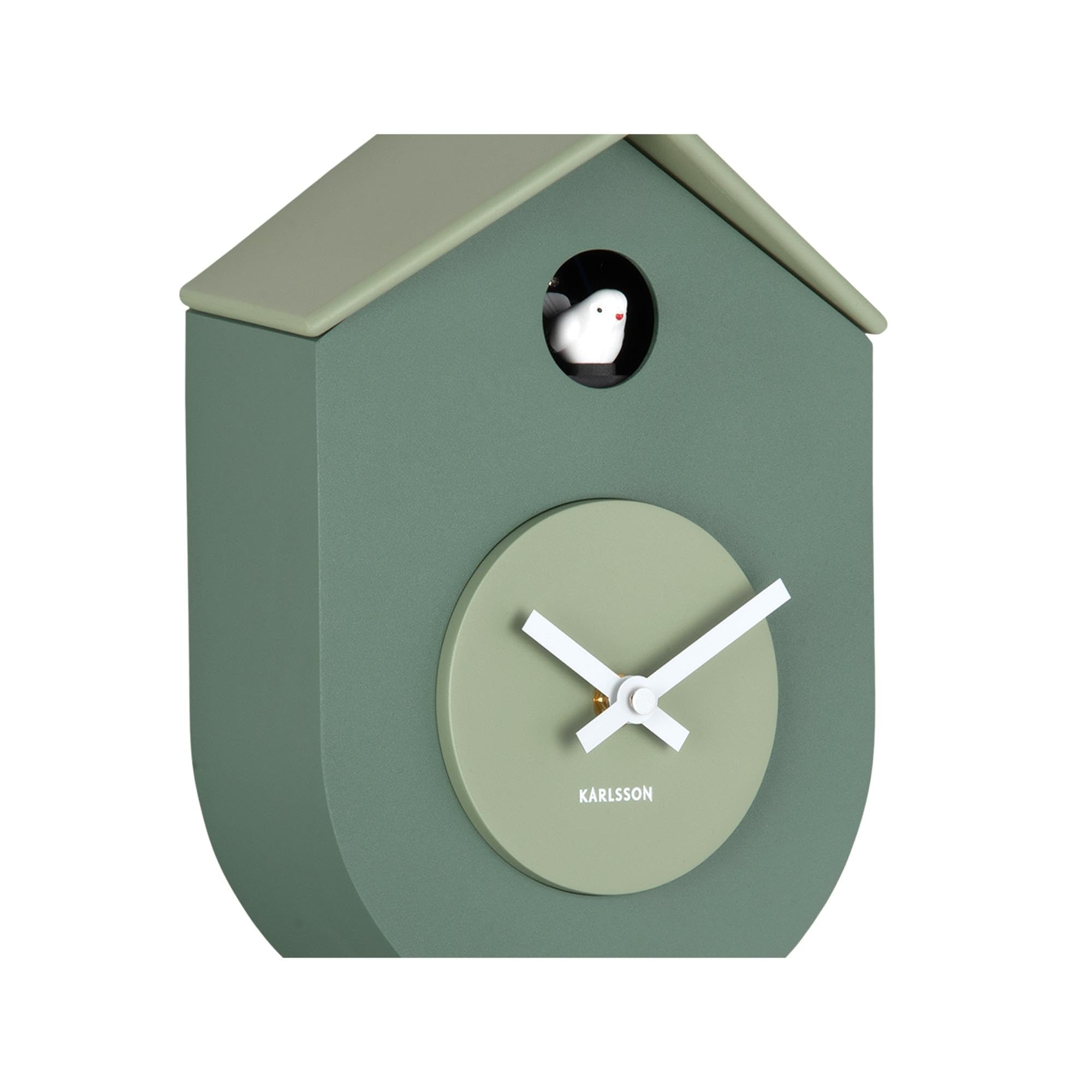 Karlsson Grato - Orologio da parete a cucù con pendolo oscillante, colore: verde giungla e giada grigia