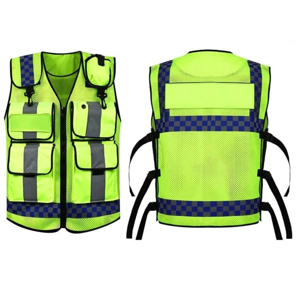 Alta Visibilidad de Seguridad de Seguridad de Trab Traje reflectante for motocicleta, chaleco reflectante de seguridad de color amarillo fluorescente, chaleco de construcción de tela de malla transpir